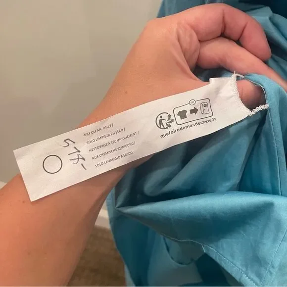 NWT CULT GAIA Chiara Sleeveless Blue Cotton-Blend Plunge Bubble Skirt Midi Dress - Picture 15 of 15